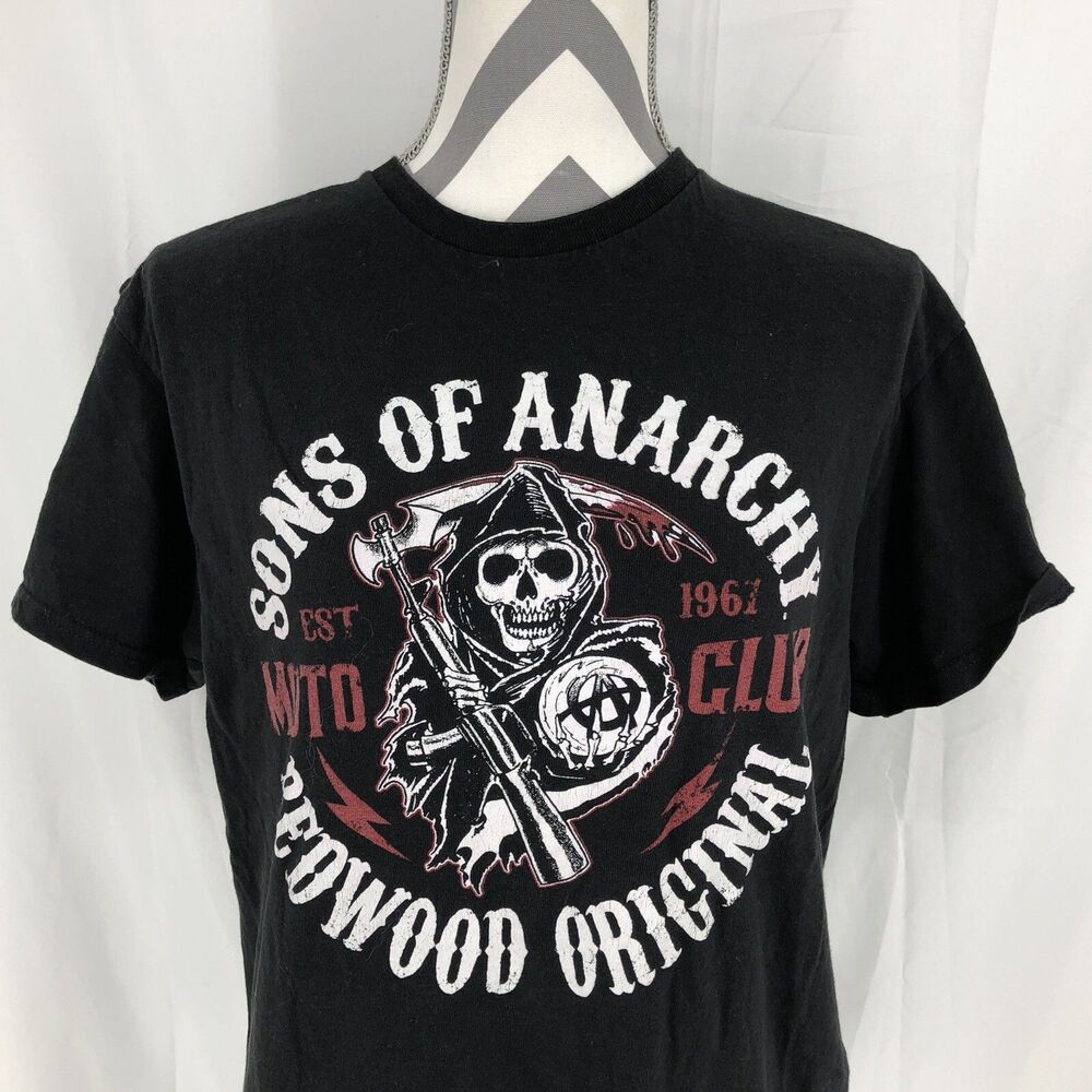 SONS OF ANARCHY REDWOOD ORIGINAL MOTO CLUB EST 1967 BLACK T SHIRT MEDIUM